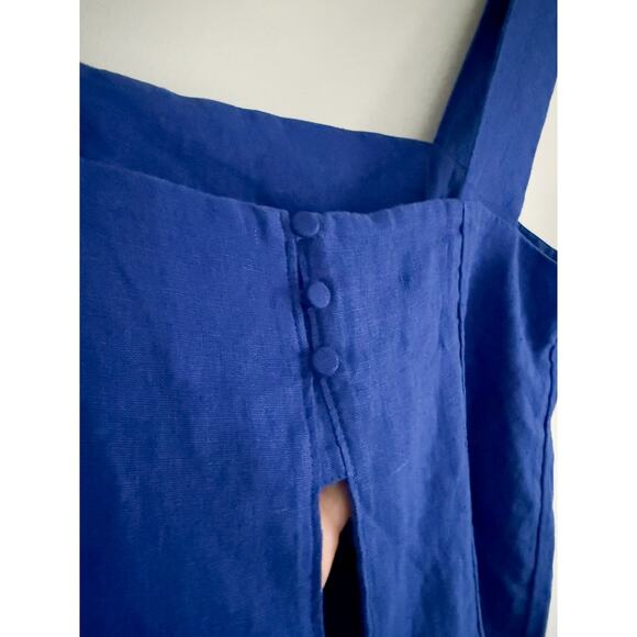 Madewell | NWT Curved-Neck Shell Tank in 100% Linen Bright Sapphire Blue | Sz 10 - Picture 7 of 10